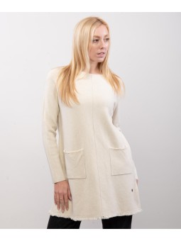 maglieria abito con tasche davanti e frangia