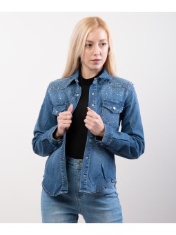 Camicia di jeans con brillanti