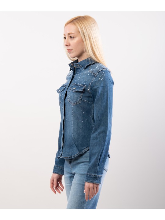 Camicia di jeans con brillanti