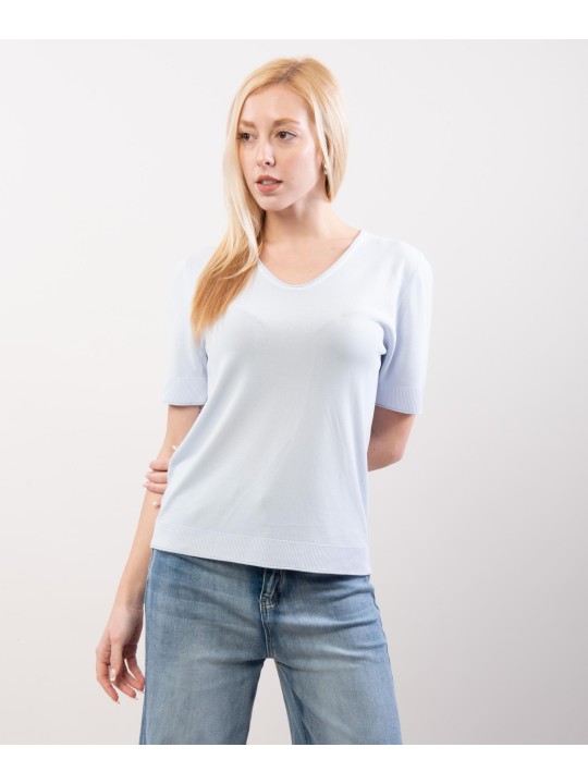 T-Shirt in Maglia scollo a V