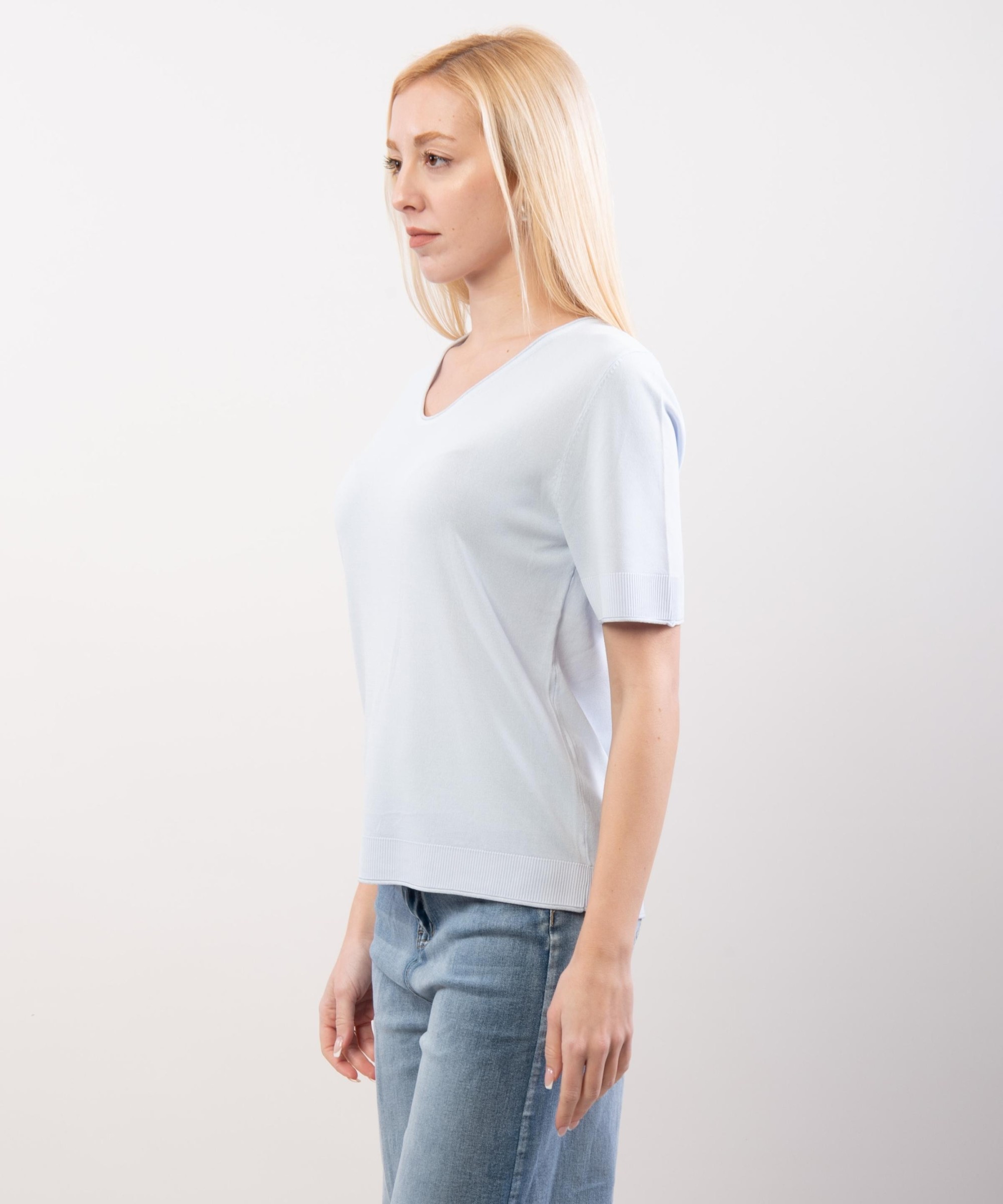 T-Shirt in Maglia scollo a V