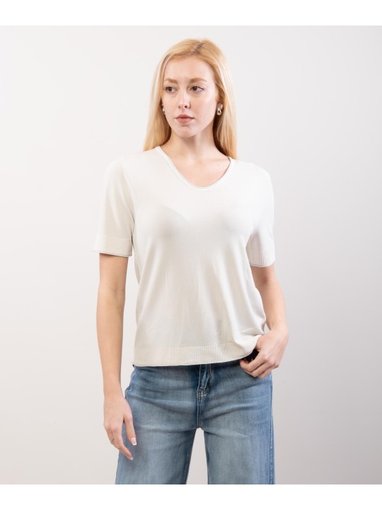 T-Shirt in Maglia scollo a V