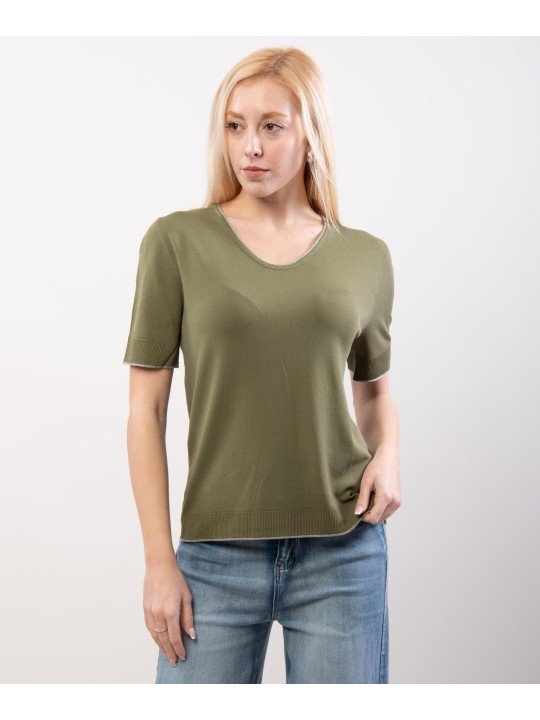 T-Shirt in Maglia scollo a V