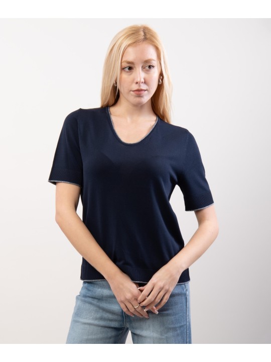 T-Shirt in Maglia scollo a V