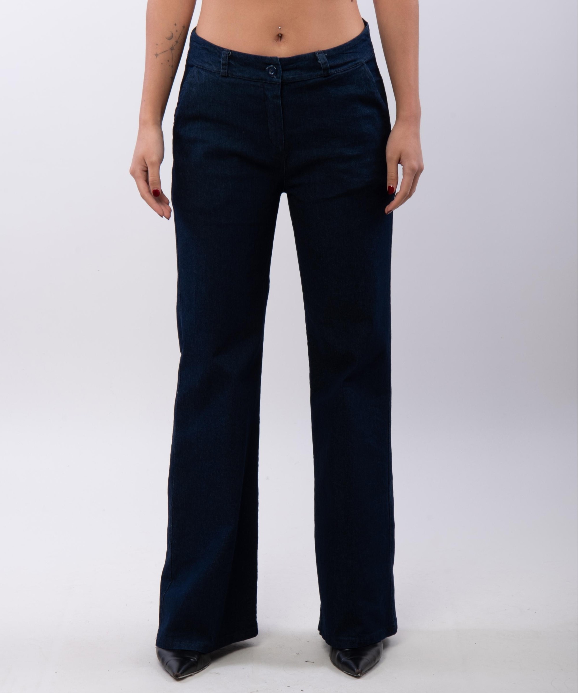 pantalone palazzo in tessuto jeans