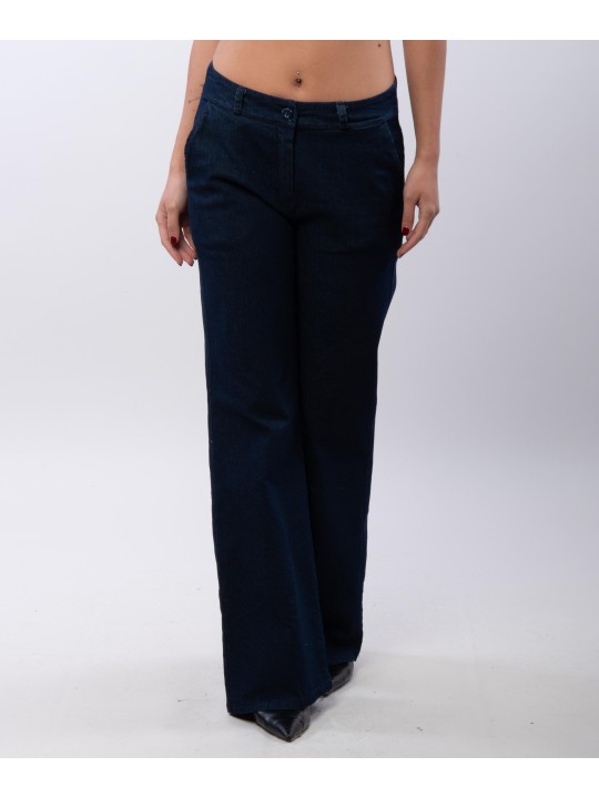 pantalone palazzo in tessuto jeans