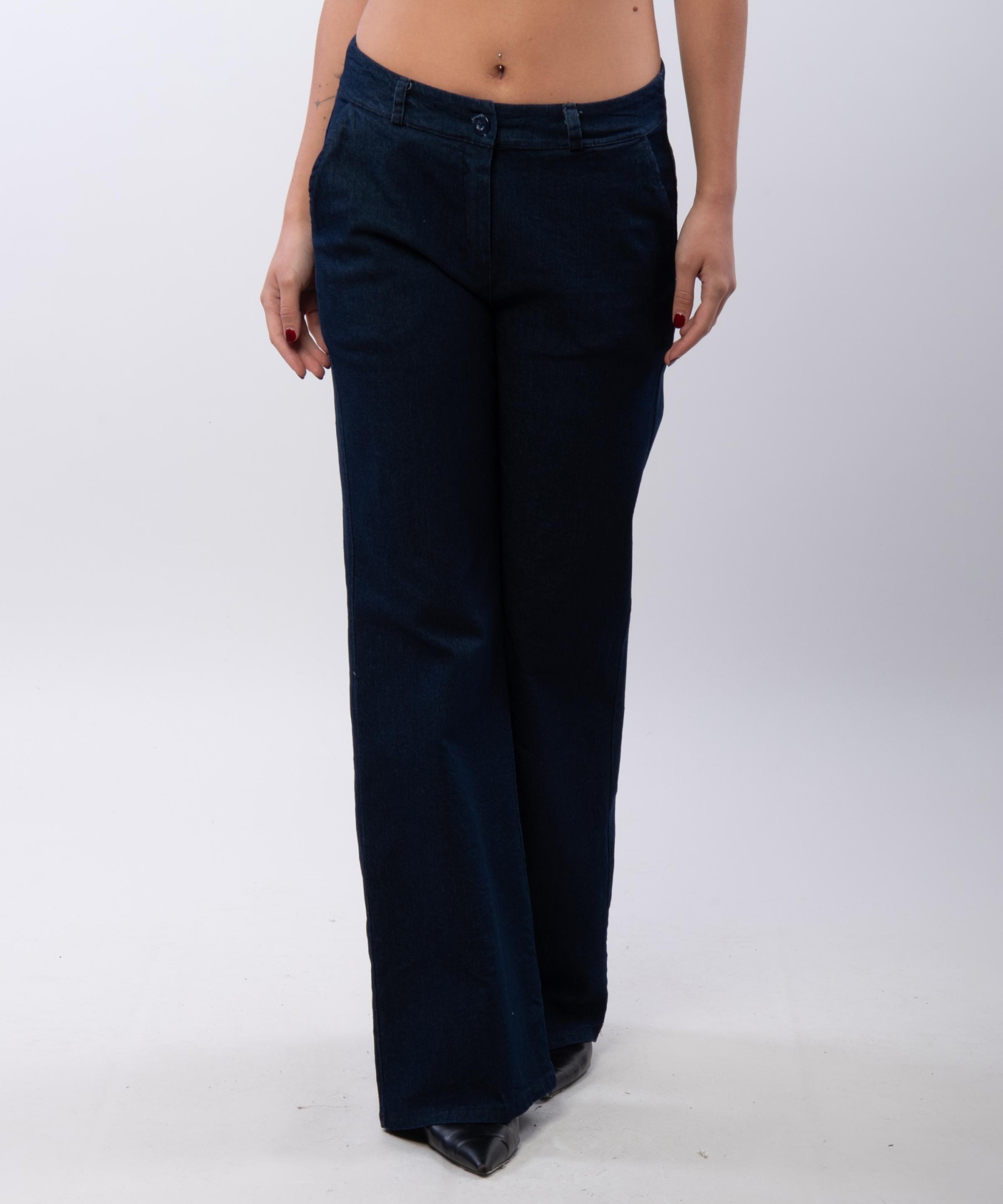 pantalone palazzo in tessuto jeans