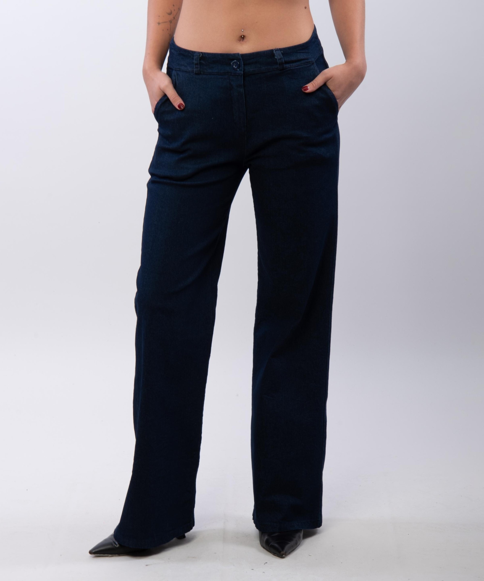 pantalone palazzo in tessuto jeans