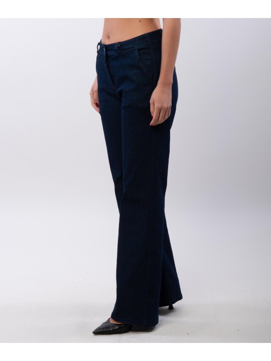 pantalone palazzo in tessuto jeans
