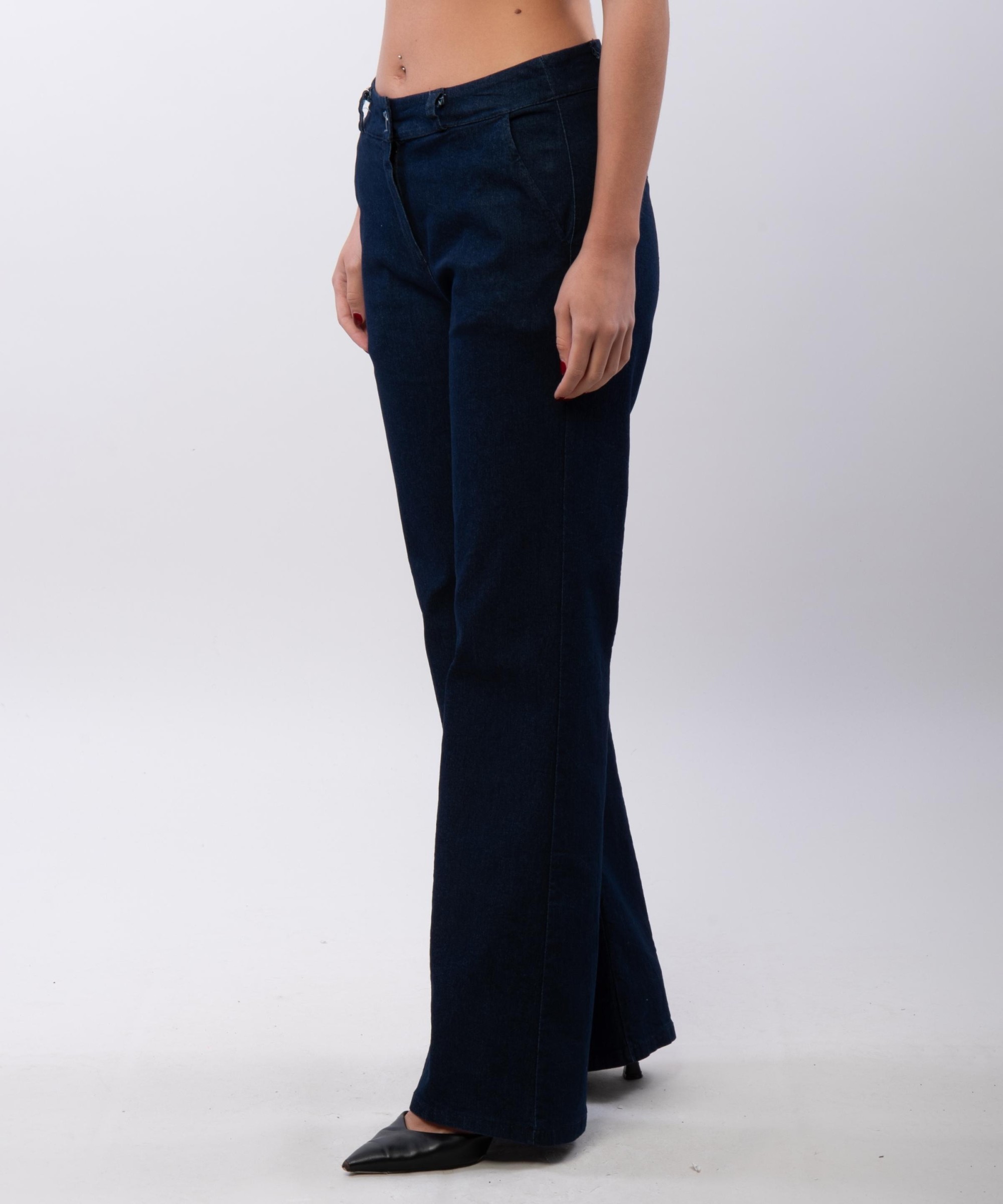 pantalone palazzo in tessuto jeans