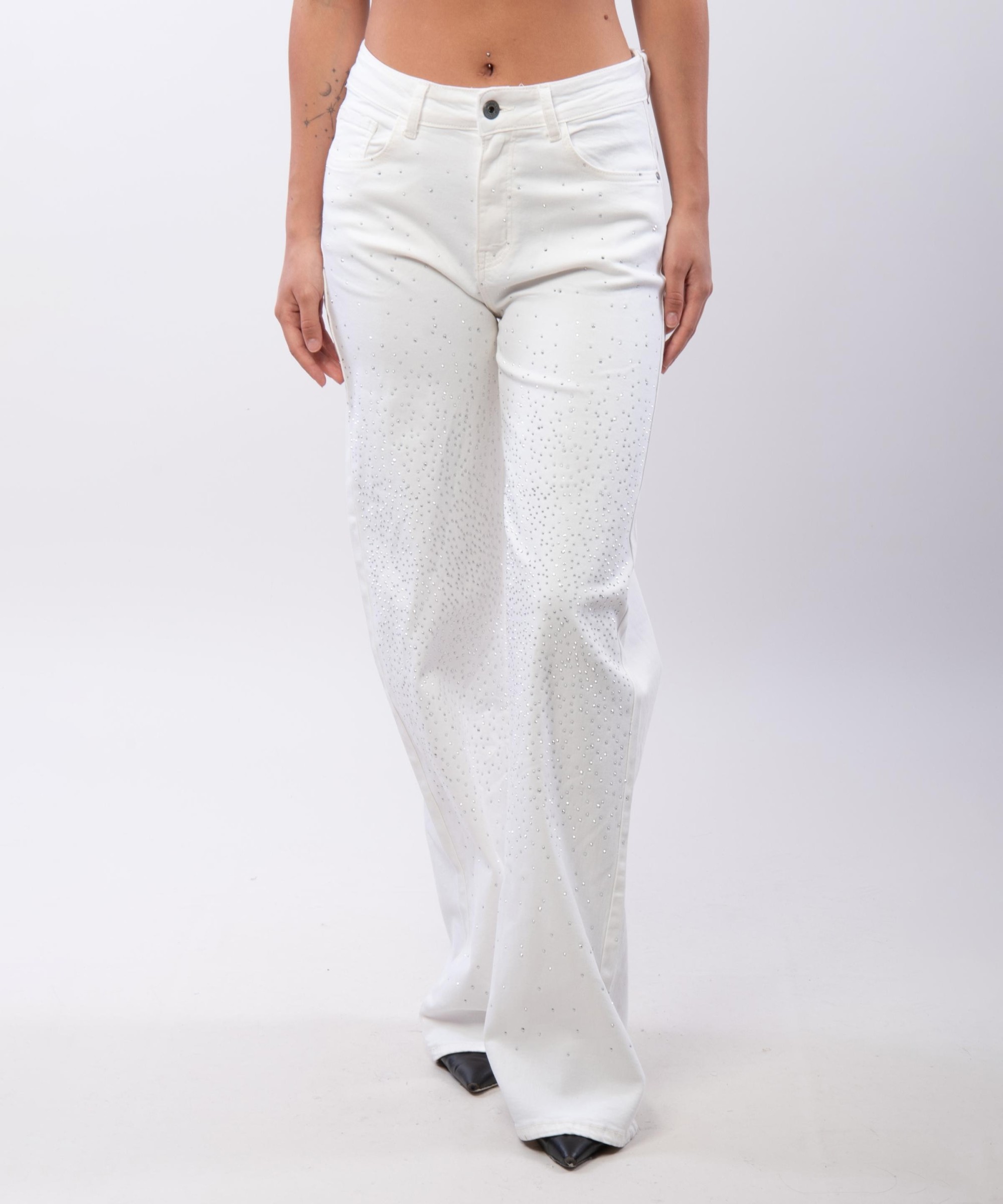 pantaloni cotone con paillettes