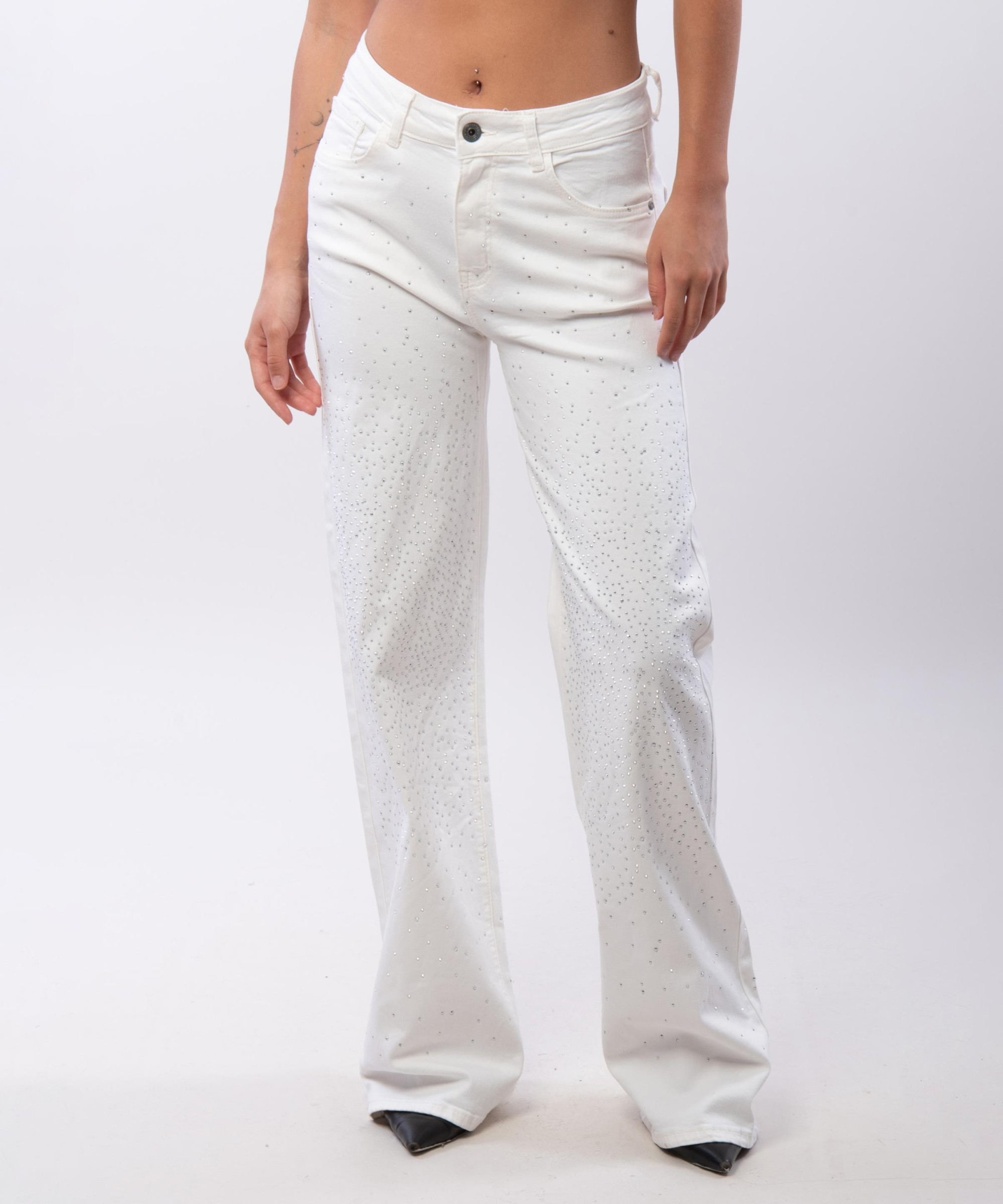 pantaloni cotone con paillettes