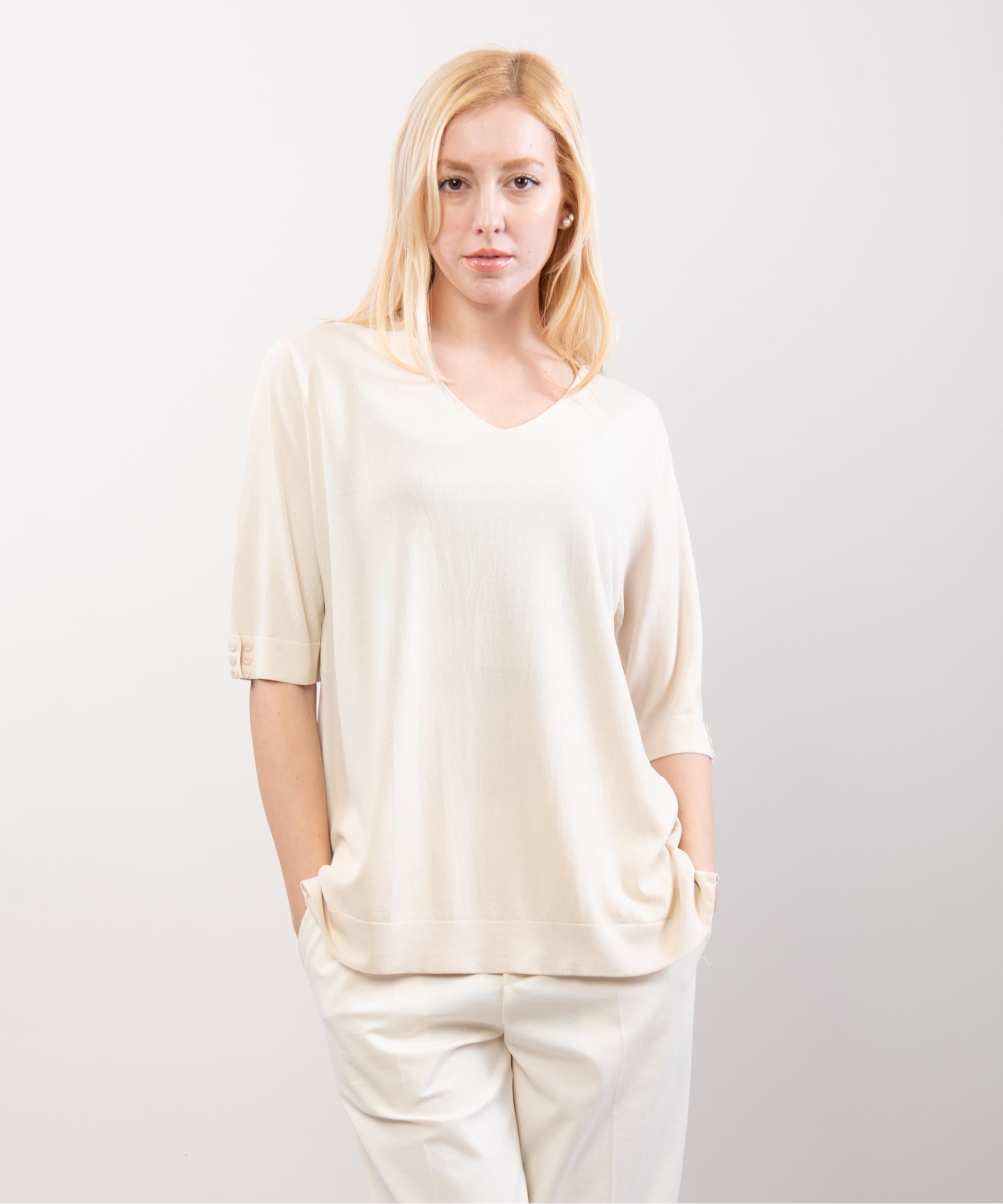 Maglia Scollo V a Maniche Corte
