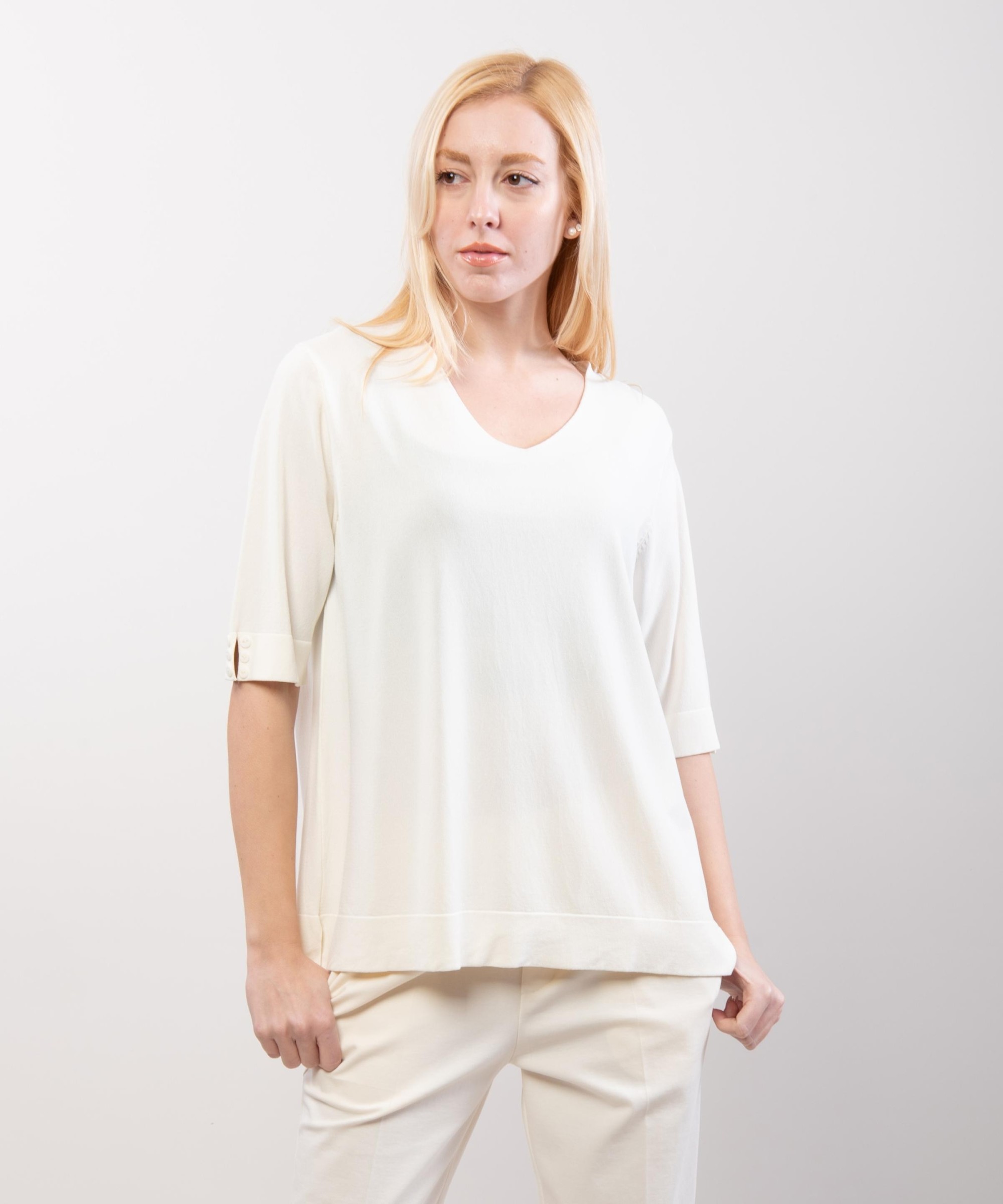 Maglia Scollo V a Maniche Corte