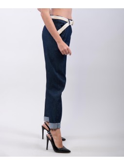 Pantaloni Dritti con Ruches su tasche