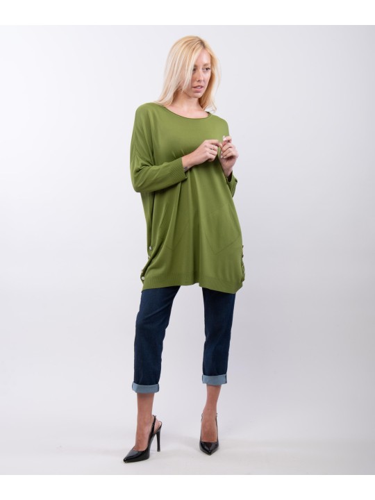 Maglia con tasche e bottoni laterali