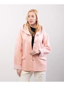 Giacca Effetto Scuba con Cappuccio