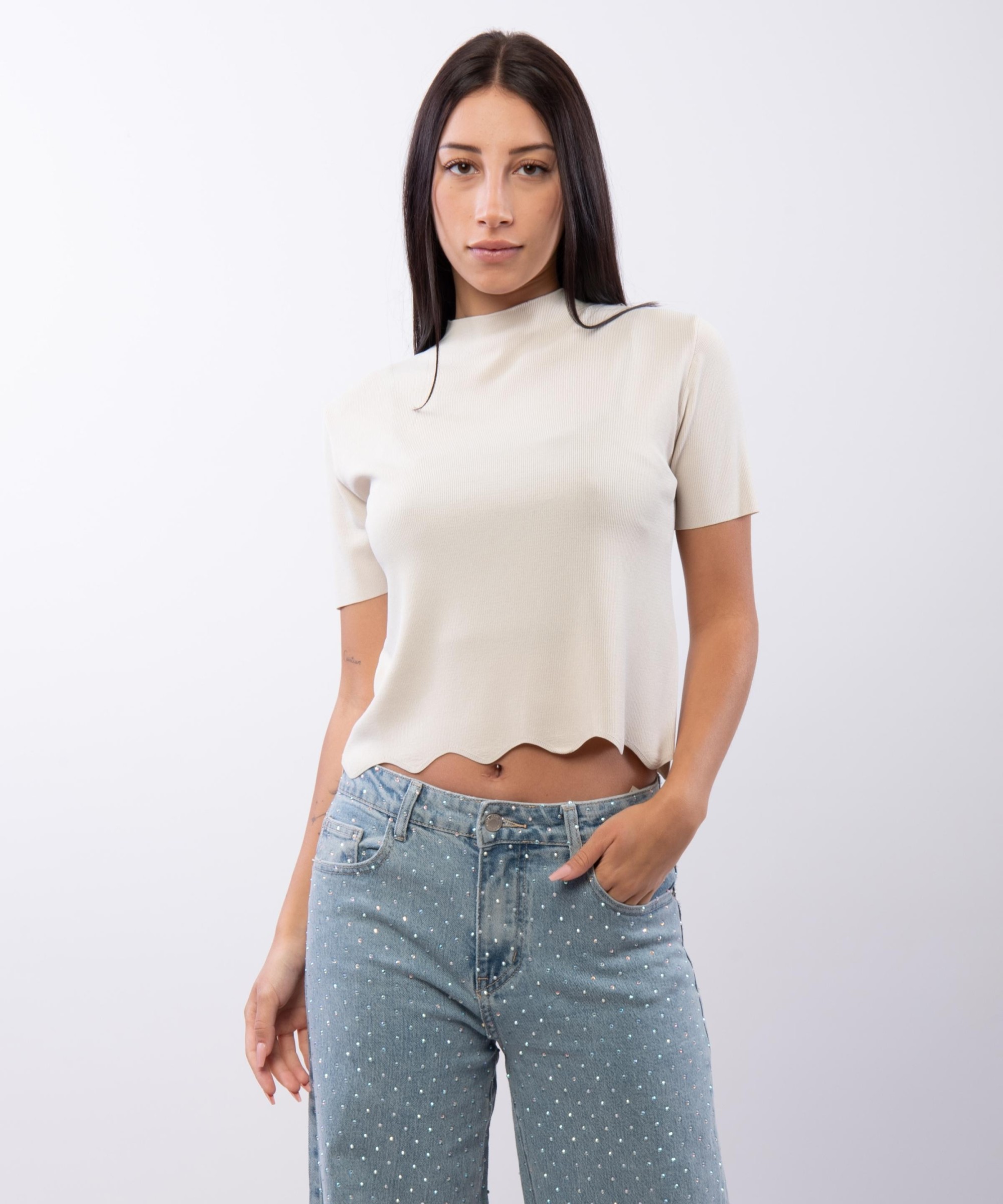 Maglia Cropped dettaglio orlo