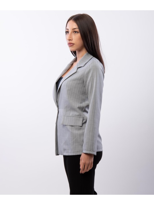 Blazer a Righe Monopetto