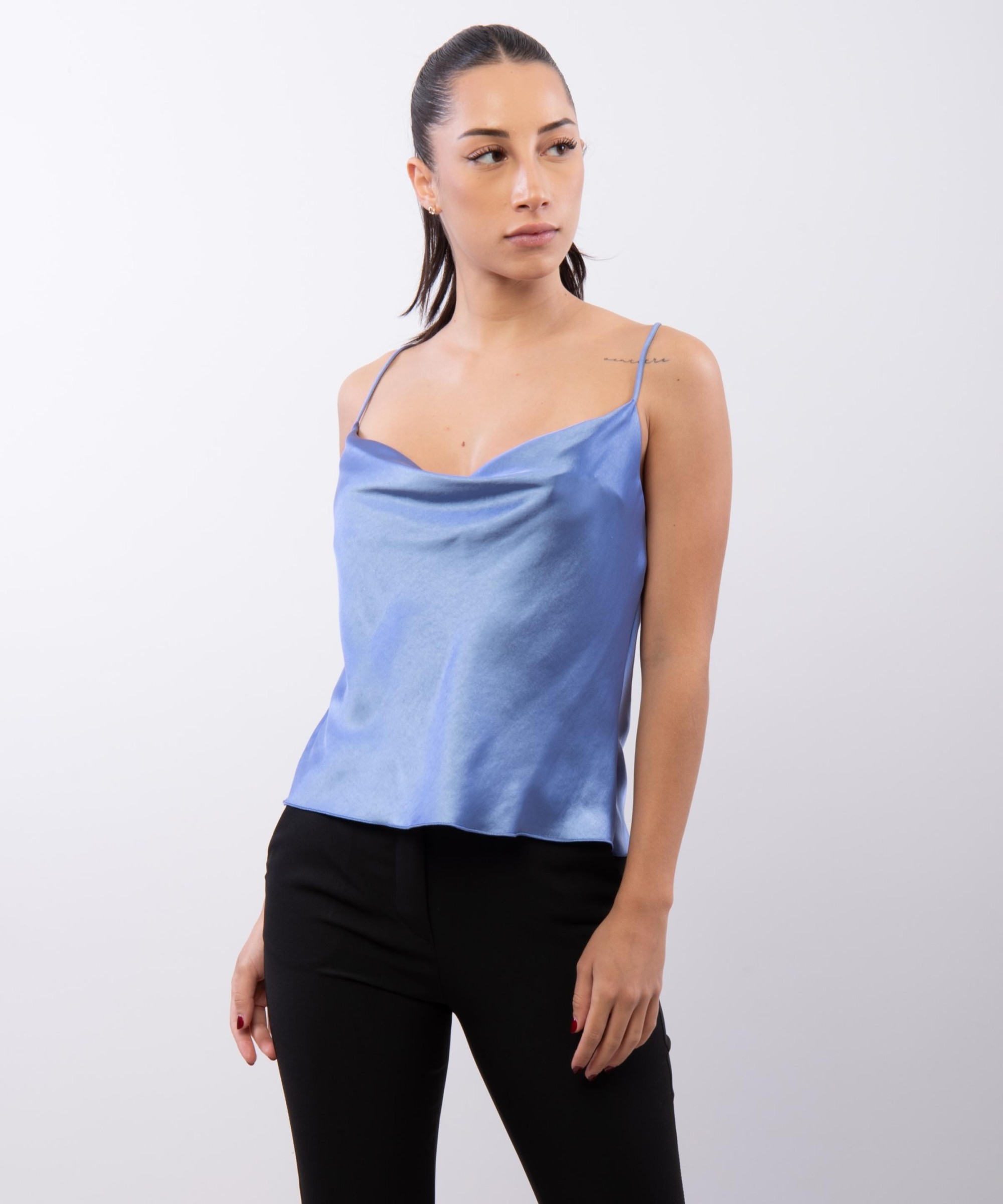 Top Cropped Scollo Drappeggio