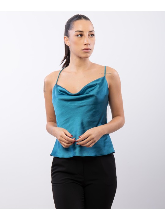Top Cropped Scollo Drappeggio