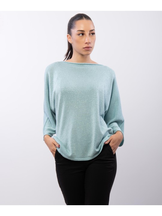 Maglia Lurex Maniche Pipistrello Scollo a Barca