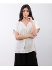 Top Lino V con Bottone