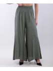 Pantalone a Zampa Lino con Elastico in Vita