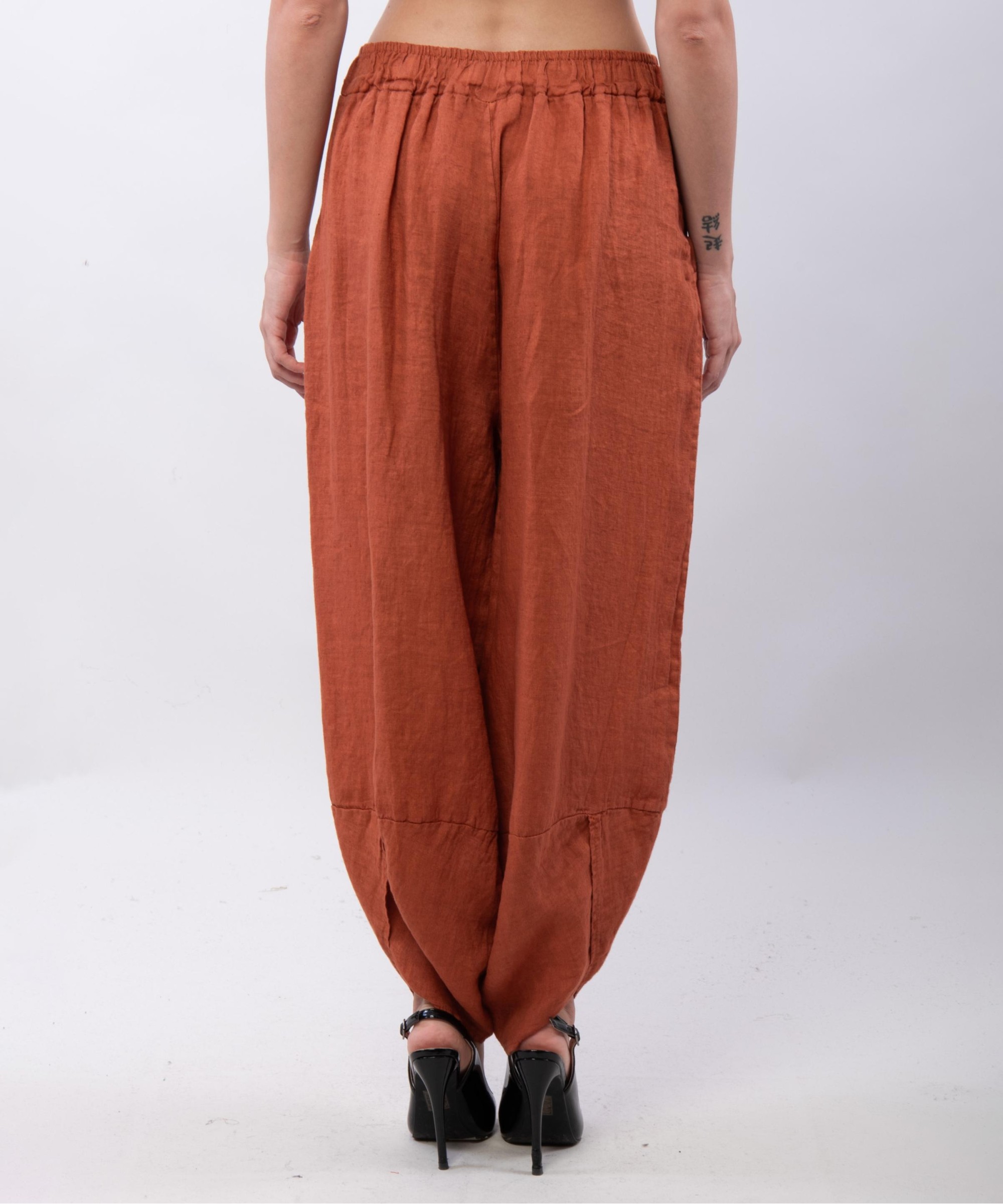 Pantaloni a Palloncino di Lino con Tasche