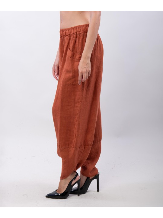 Pantaloni a Palloncino di Lino con Tasche