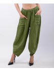 Pantaloni a Palloncino di Lino con Tasche