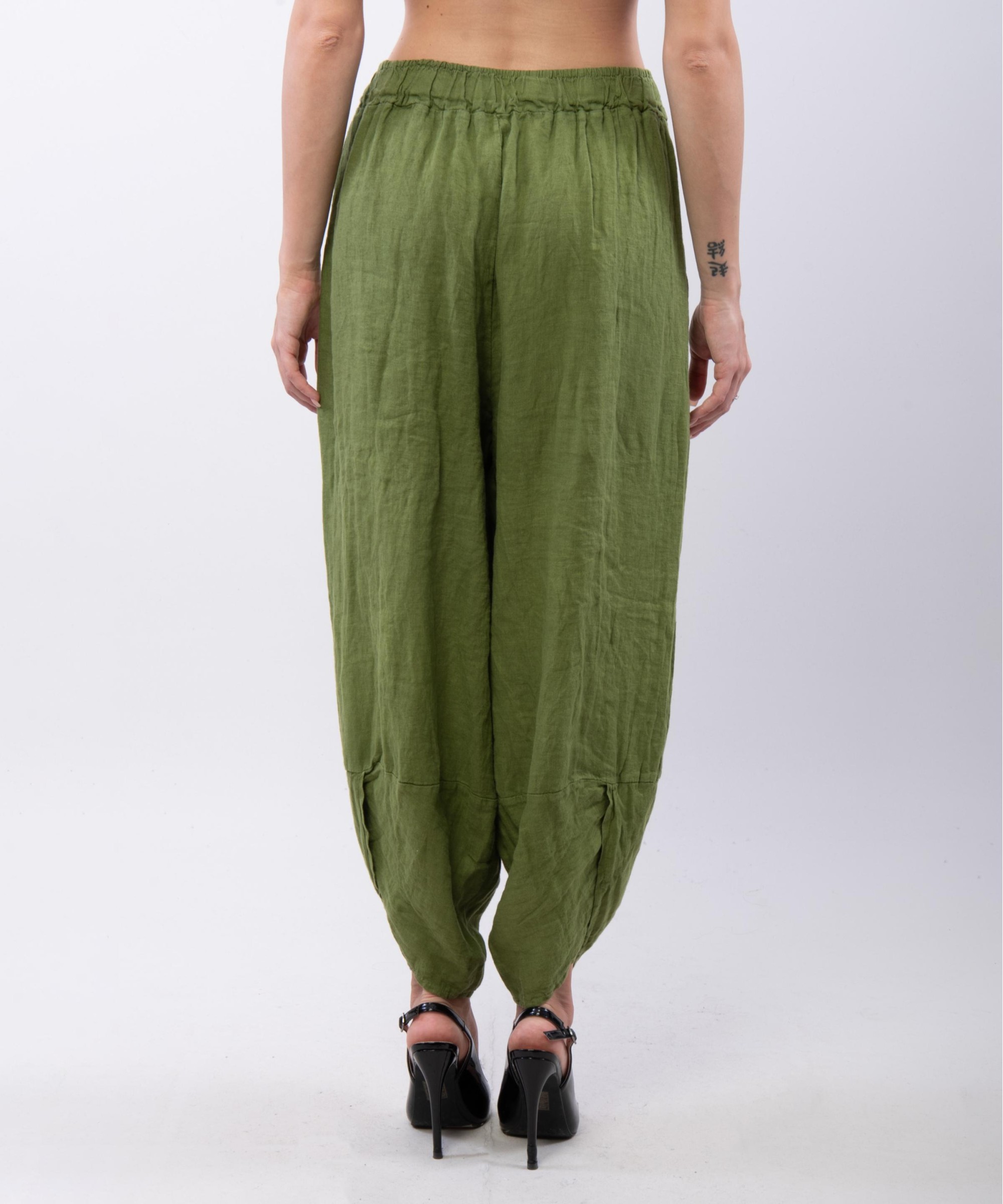 Pantaloni a Palloncino di Lino con Tasche