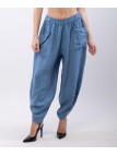 Pantaloni a Palloncino di Lino con Tasche