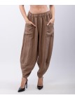Pantaloni a Palloncino di Lino con Tasche