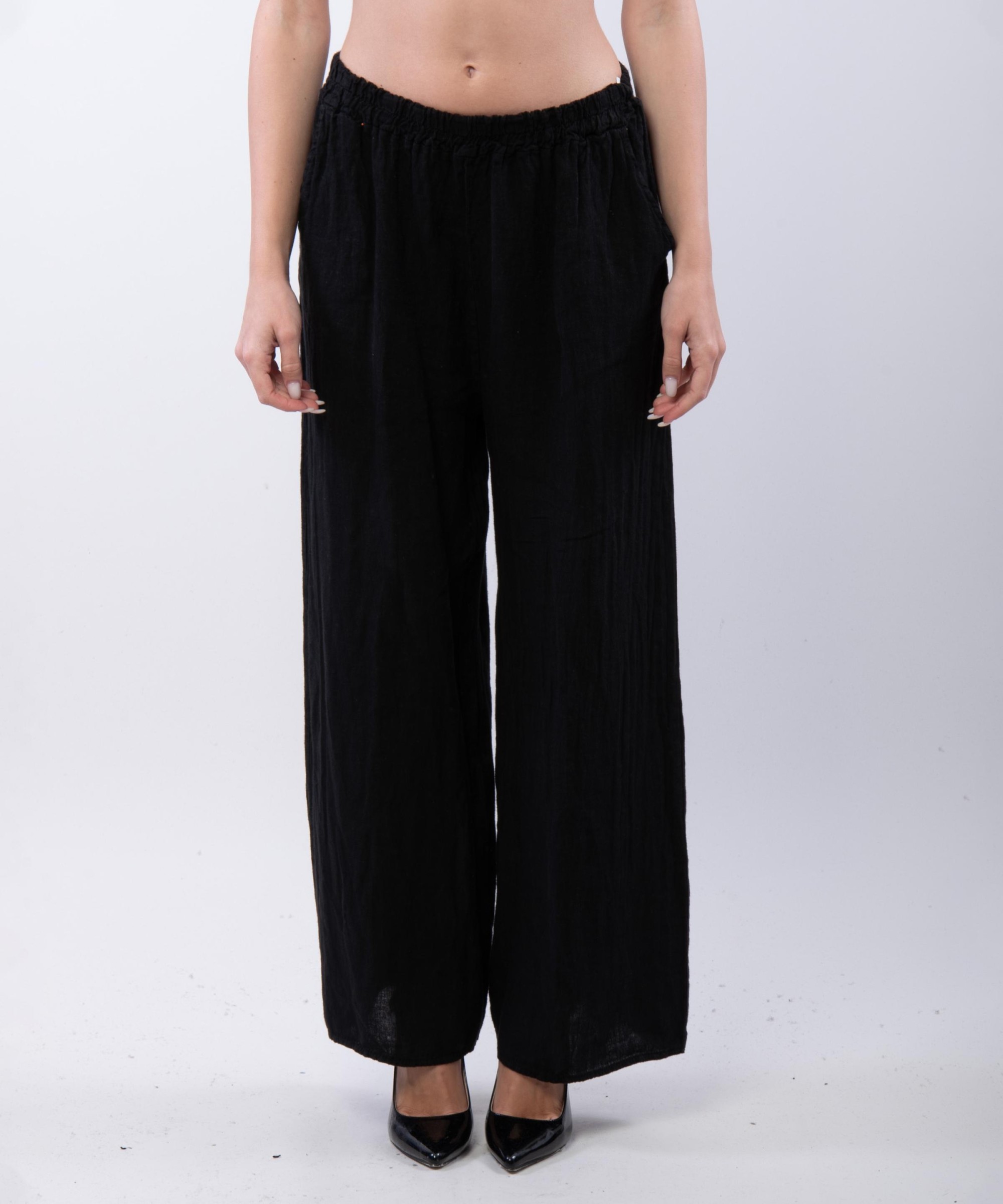 Pantaloni a Palazzo di Lino con Elastico