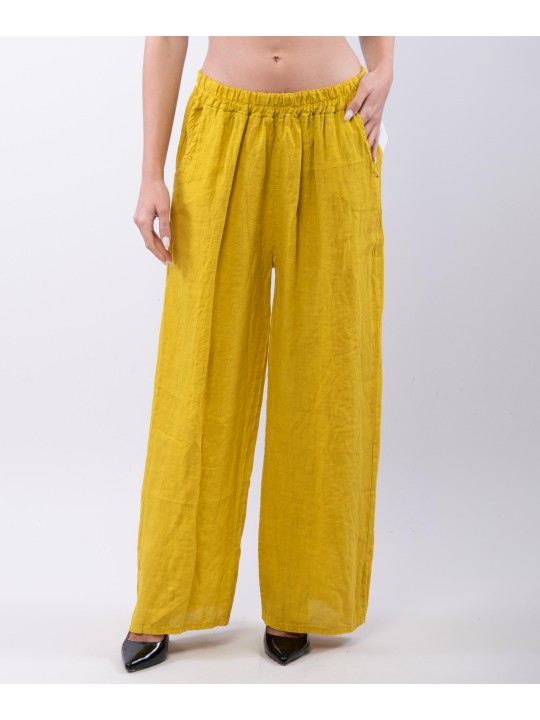 Pantaloni a Palazzo di Lino con Elastico