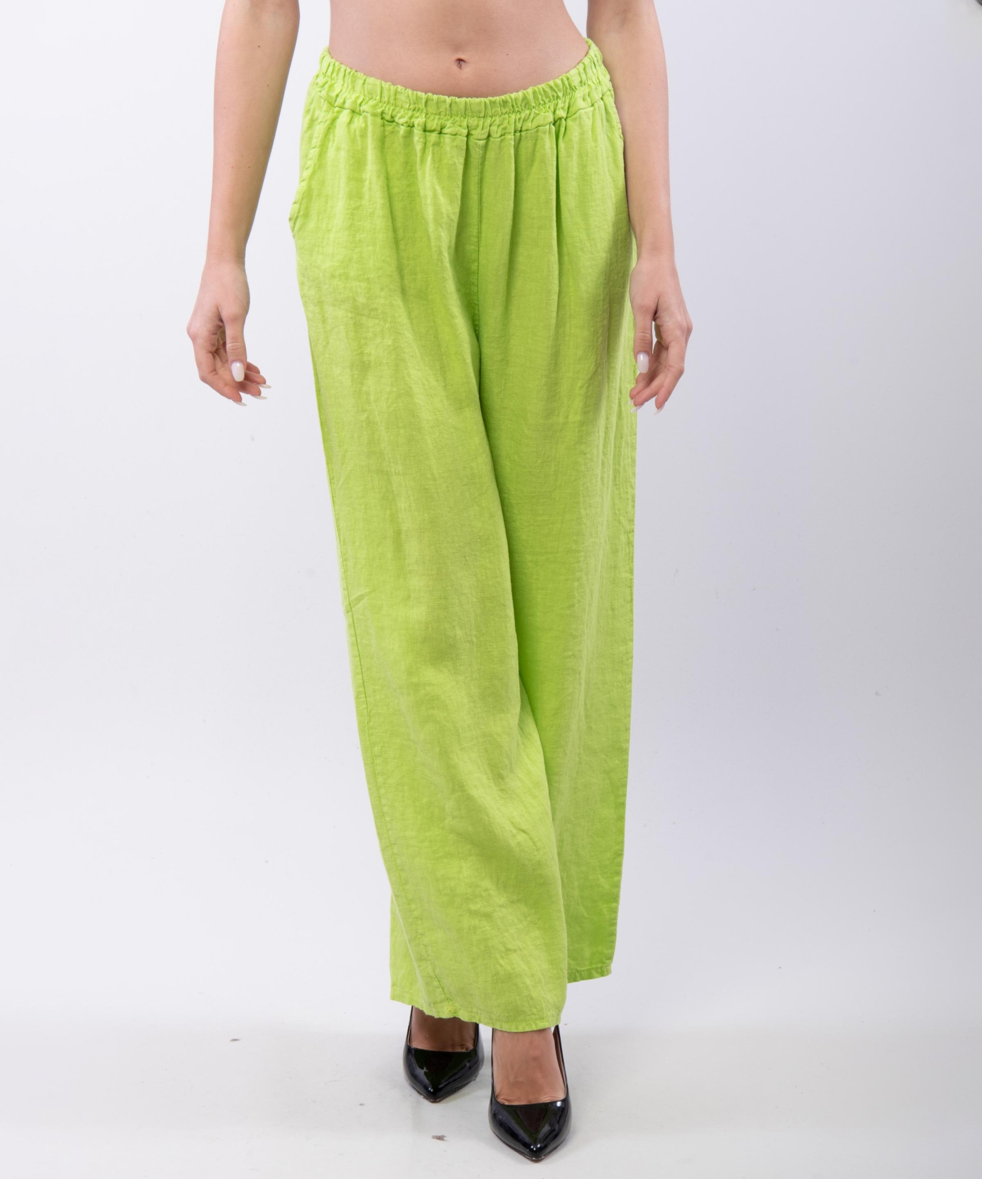 Pantaloni a Palazzo di Lino con Elastico