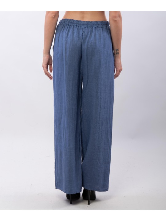 Pantaloni a Palazzo di Lino con Elastico