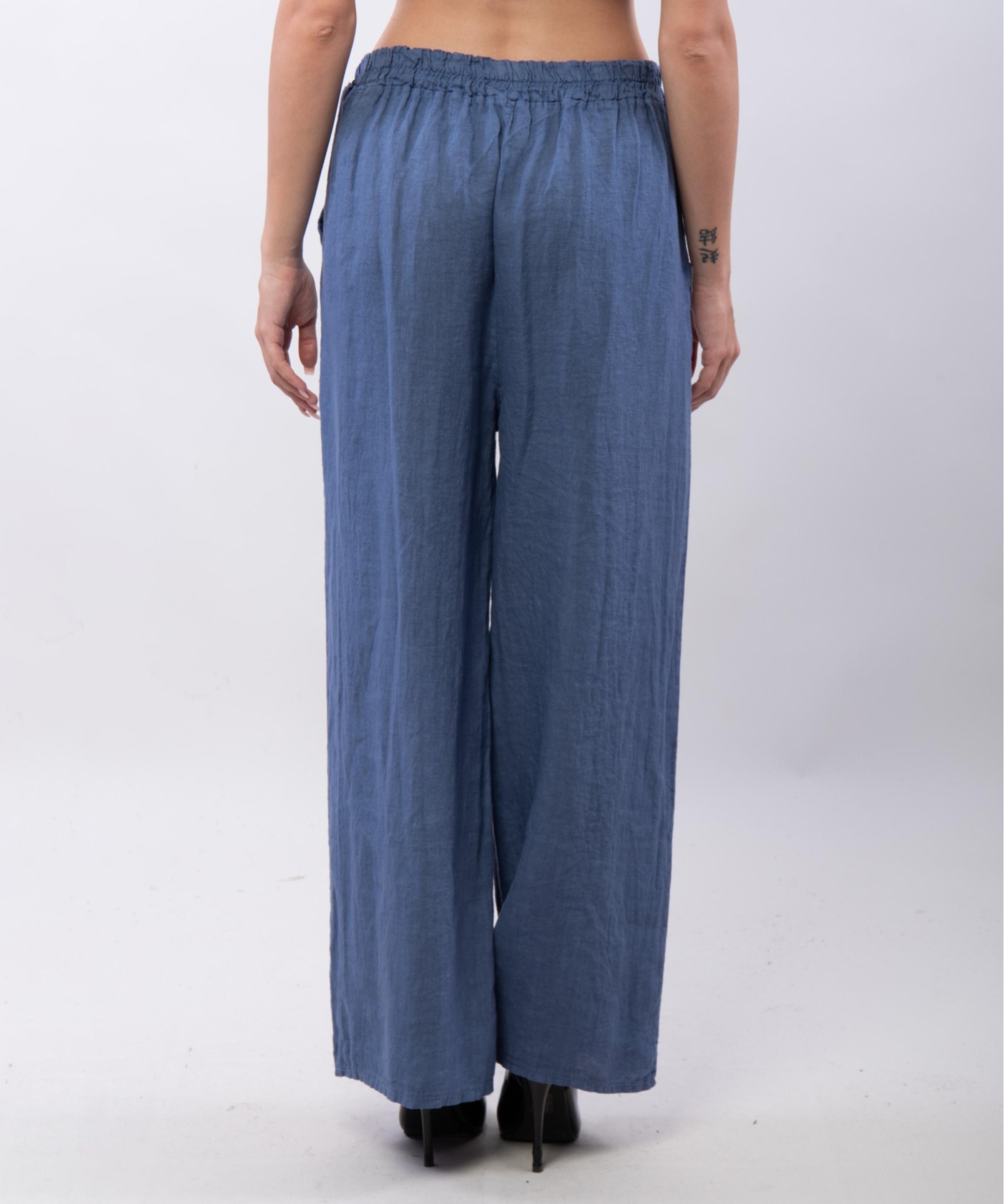 Pantaloni a Palazzo di Lino con Elastico