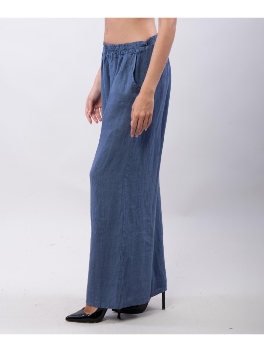 Pantaloni a Palazzo di Lino con Elastico