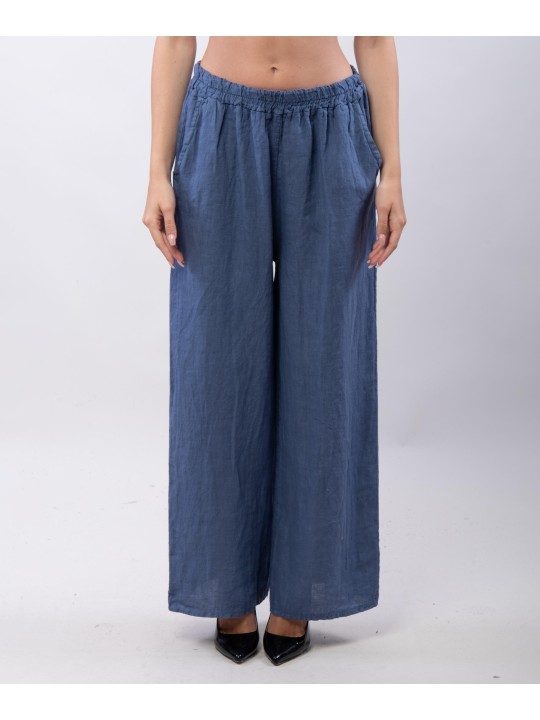 Pantaloni a Palazzo di Lino con Elastico