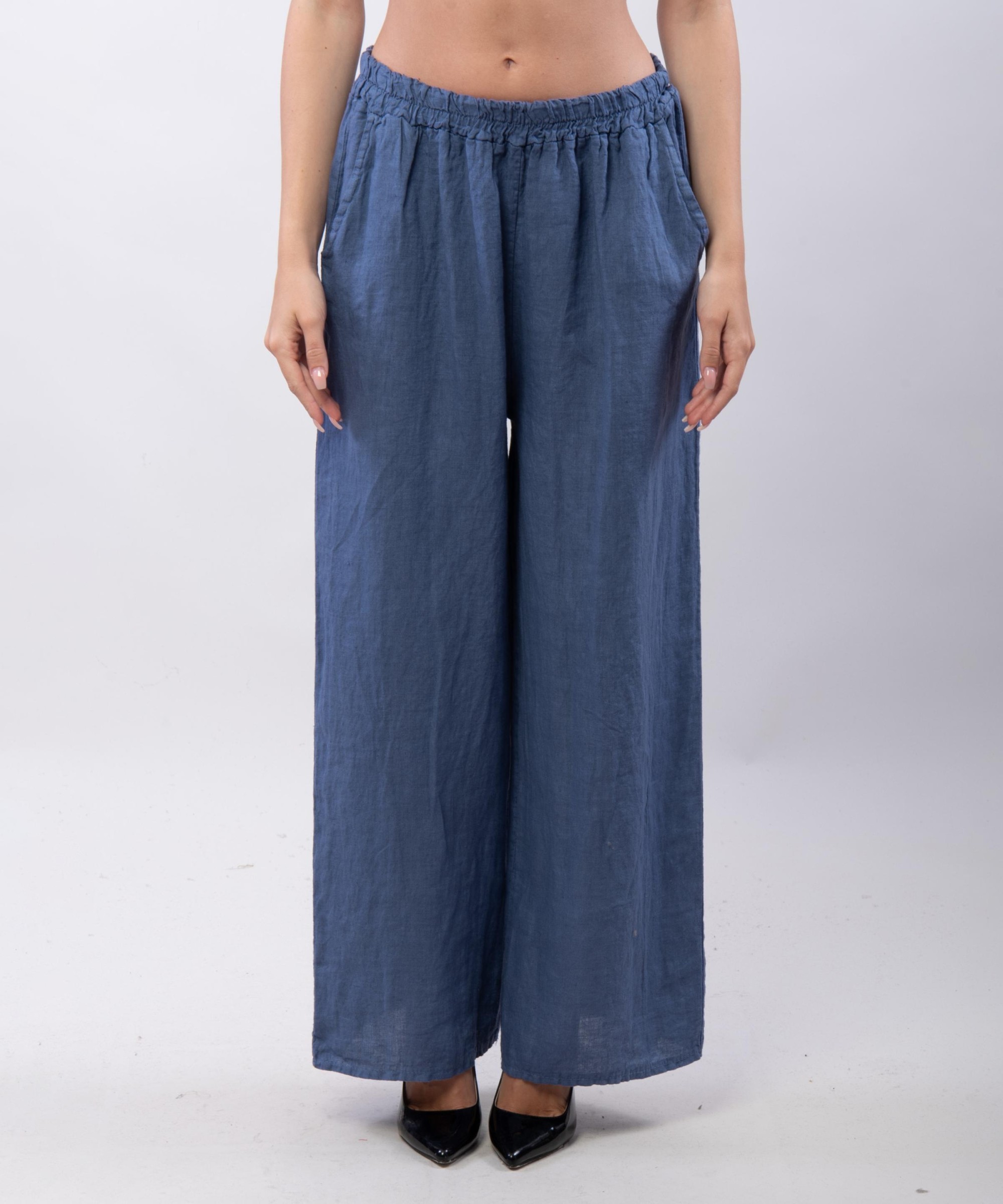 Pantaloni a Palazzo di Lino con Elastico