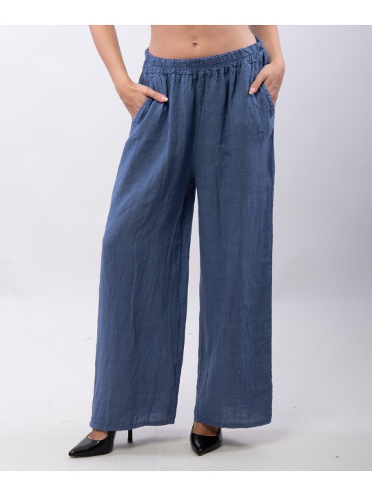 Pantaloni a Palazzo di Lino con Elastico