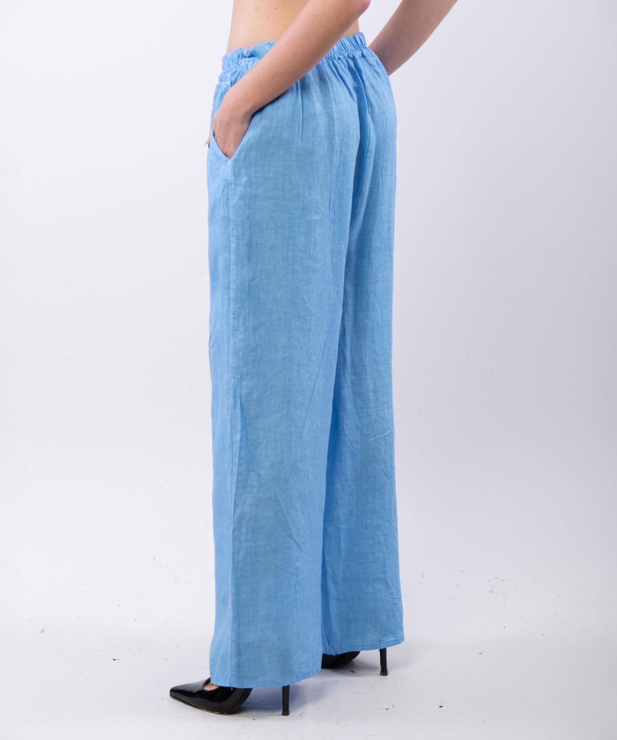 Pantaloni a Palazzo di Lino con Elastico