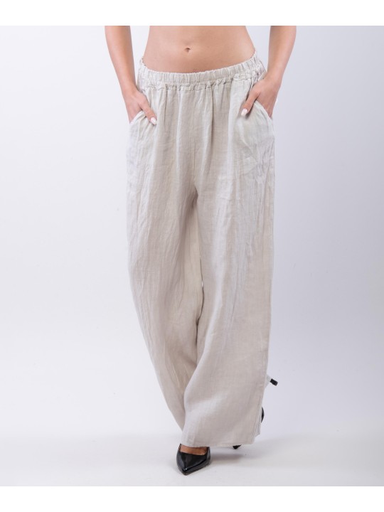 Pantaloni a Palazzo di Lino con Elastico