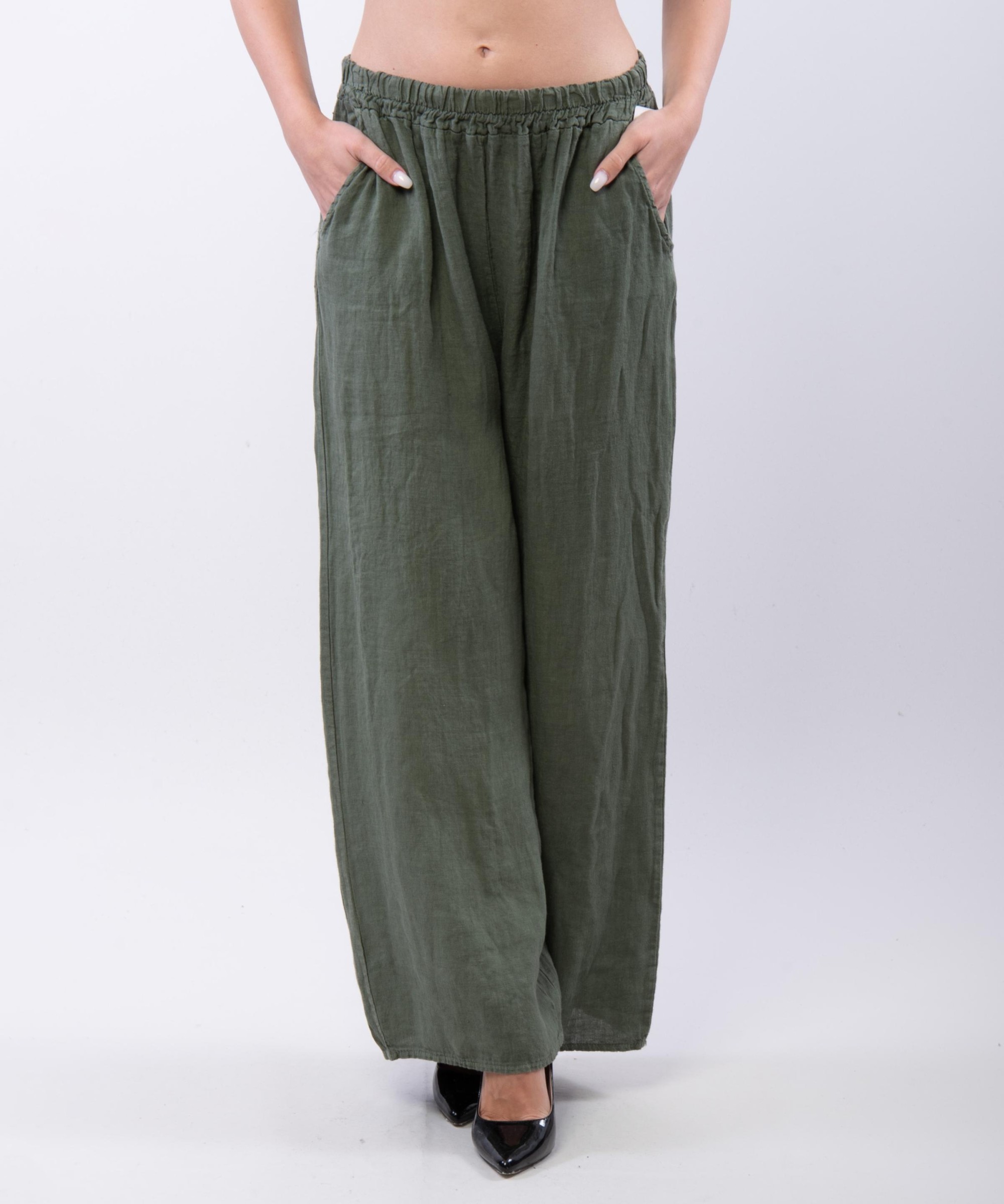 Pantaloni a Palazzo di Lino con Elastico