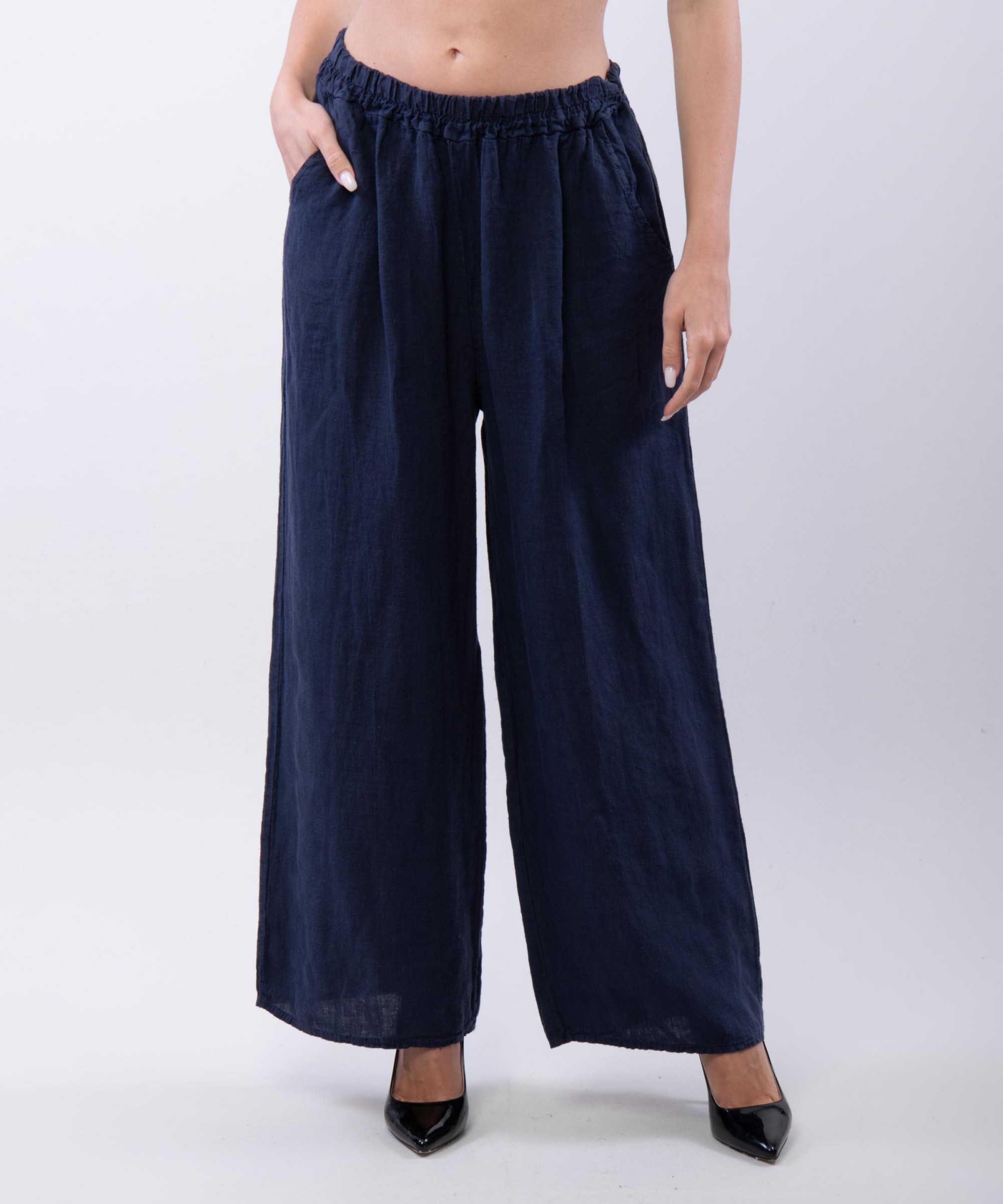 Pantaloni a Palazzo di Lino con Elastico