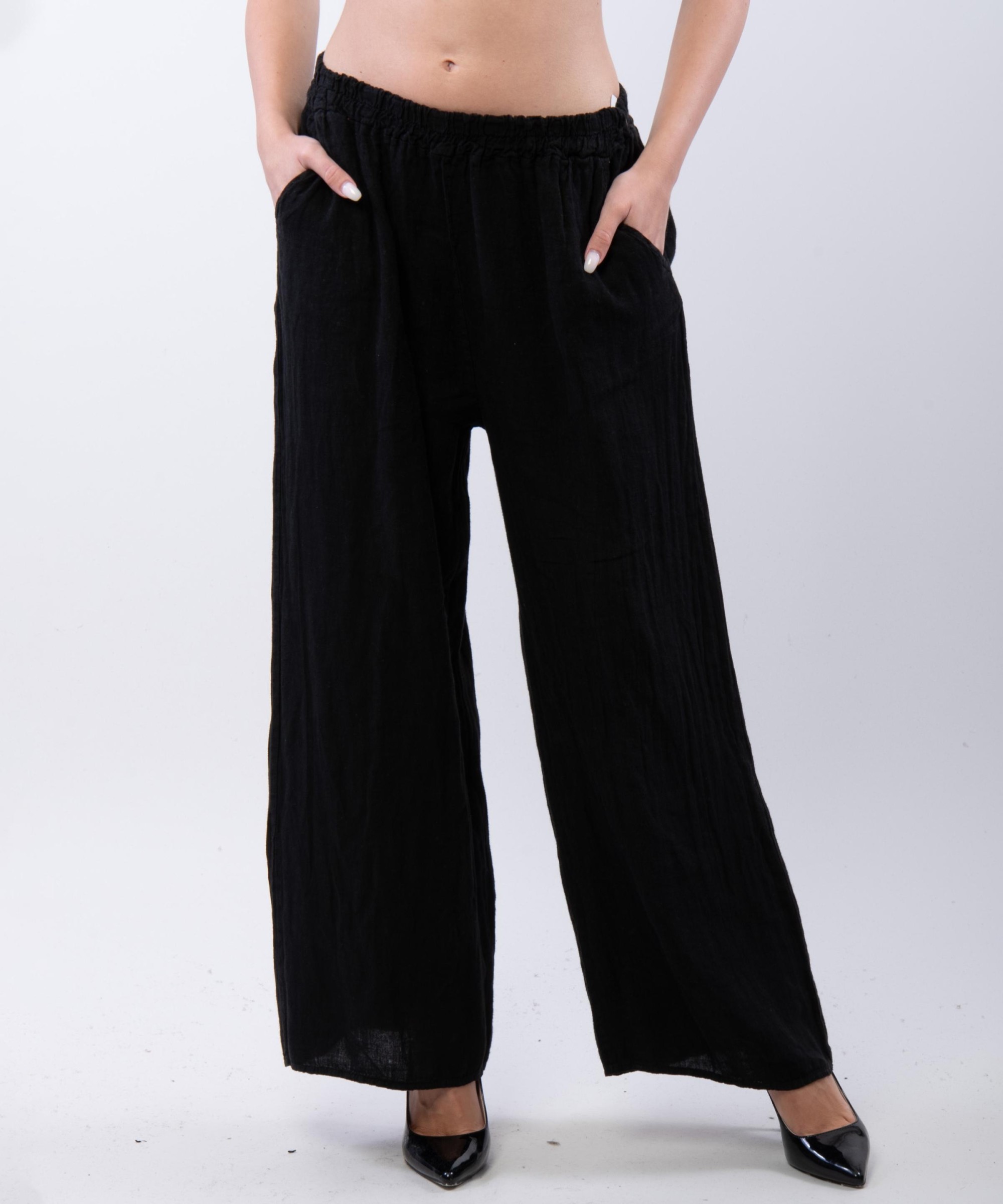 Pantaloni a Palazzo di Lino con Elastico
