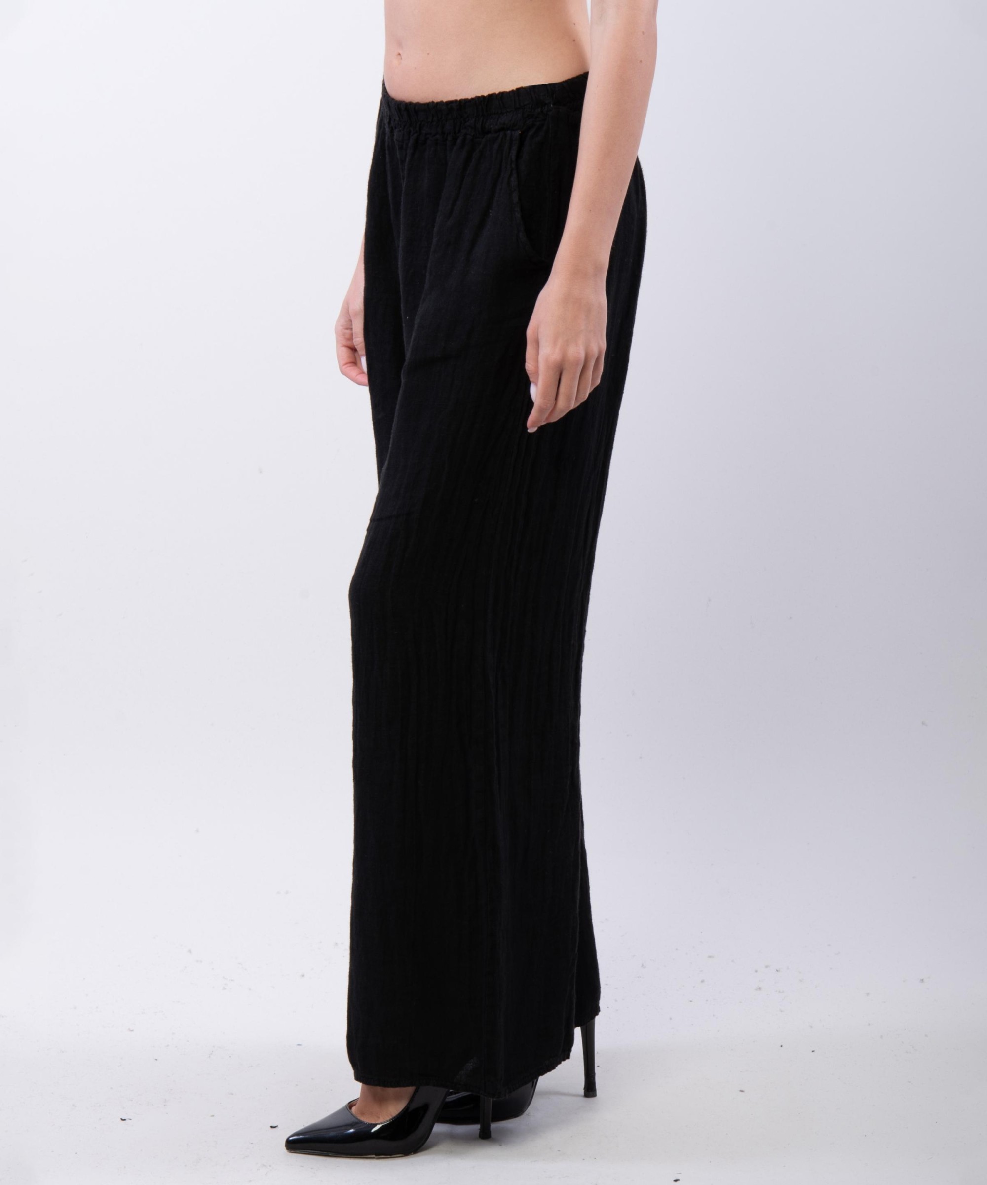 Pantaloni a Palazzo di Lino con Elastico