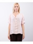 Blusa in Lino Scollo V con Bottone
